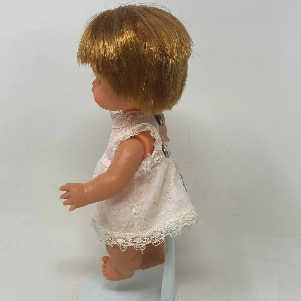 Playmates Vintage Baby Doll Pink Lace Dress Strawberry Blonde Hair